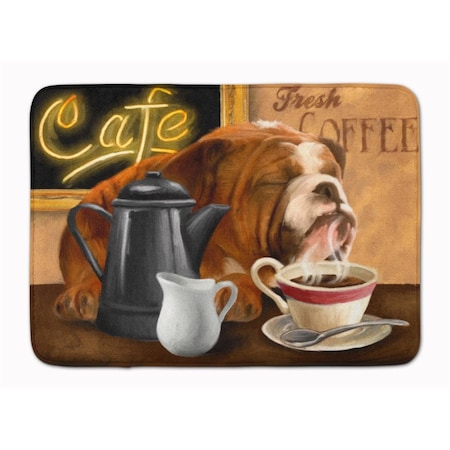 Carolines Treasures English Bulldog Morning Coffee Machine Washable Memory Foam Mat CA68671